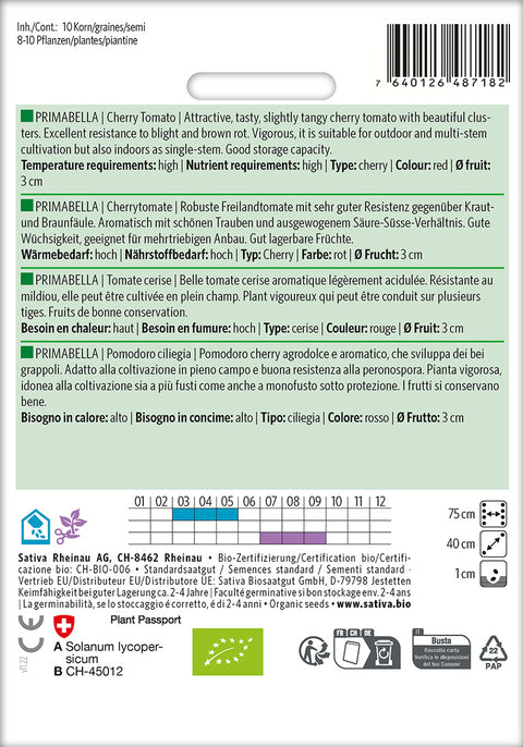 Tomat - PRIMABELLA (Solanum lycopersicum) Økologiske frø