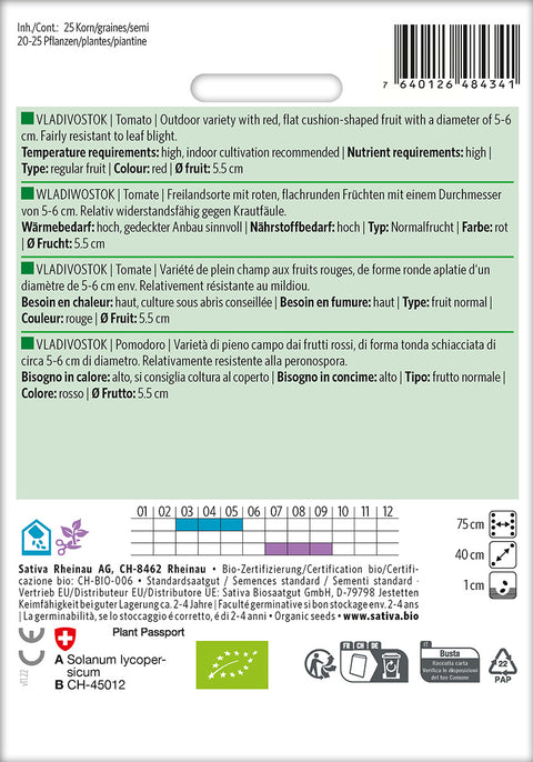 Tomat - WLADIWOSTOK (Solanum lycopersicum) Økologiske frø