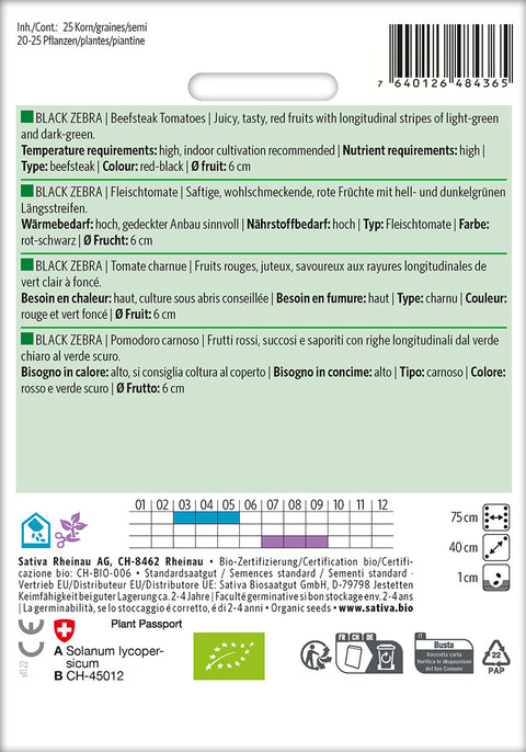 Tomat - BLACK ZEBRA (Solanum lycopersicum) Økologiske frø