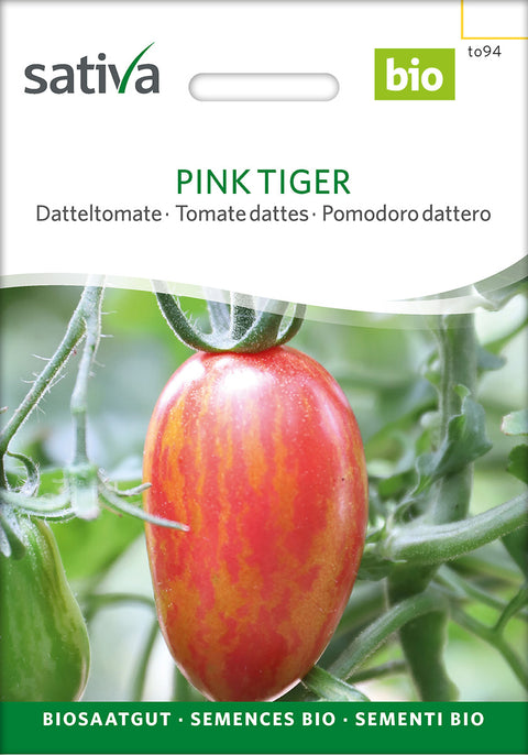 Tomatfrø - Pink Tiger - Tomat - PINK TIGER (Solanum lycopersicum) - Tomatfrø - økofrø - øko - grøntsagsfrø