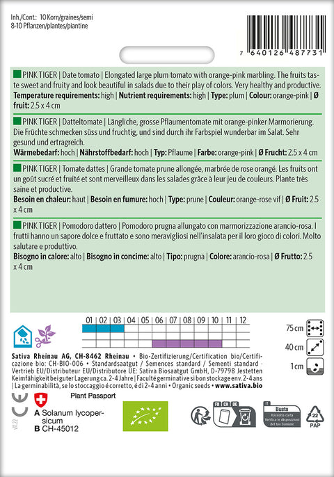 Tomat - PINK TIGER (Solanum lycopersicum) Økologiske frø