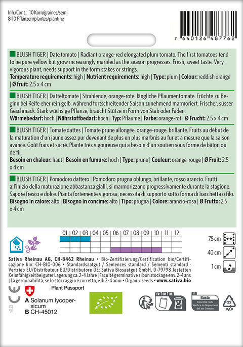 Tomat - BLUSH TIGER (Solanum lycopersicum) Økologiske frø
