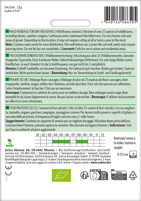 Vilde urter for tørre enge blomsterblanding - Økologiske Frø