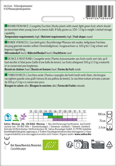 Squash - ROUND FROM NICE (Cucurbita pepo) Økologiske frø