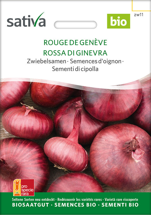 Løg - ROUGE DE GENÈVE (Allium cepa) - løgfrø - økofrø- grøntsagsfrø - økologiske frø