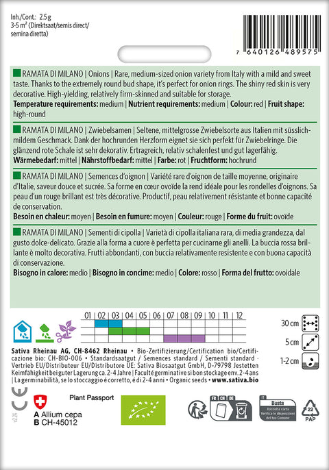 Løg Ramata di Milano (Allium cepa) - Økologiske Frø