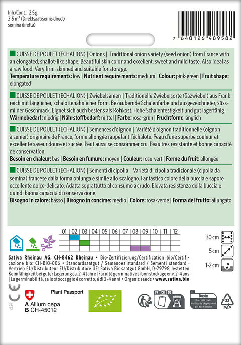 Løg Cuisse de poulet 'échalion' (Allium cepa) - Økologiske Frø